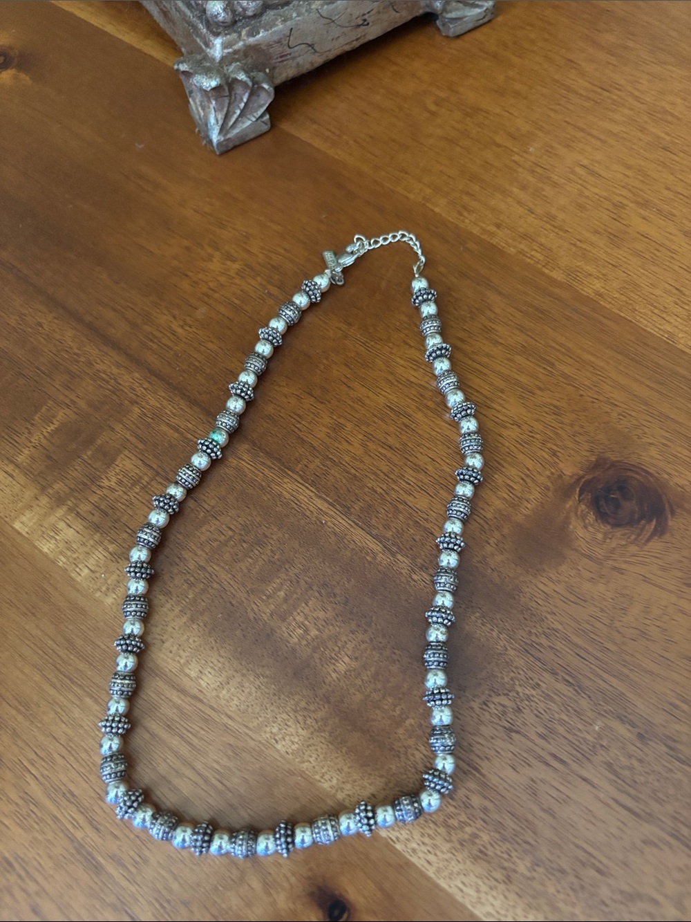 Napier Silver-Tone Beaded Necklace with Light Blue Accents